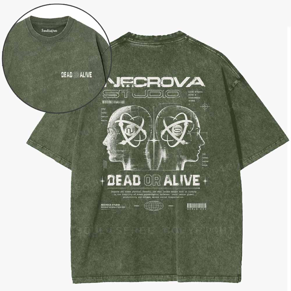 Soulisfree  DEAD OR ALIVE Washed Tee