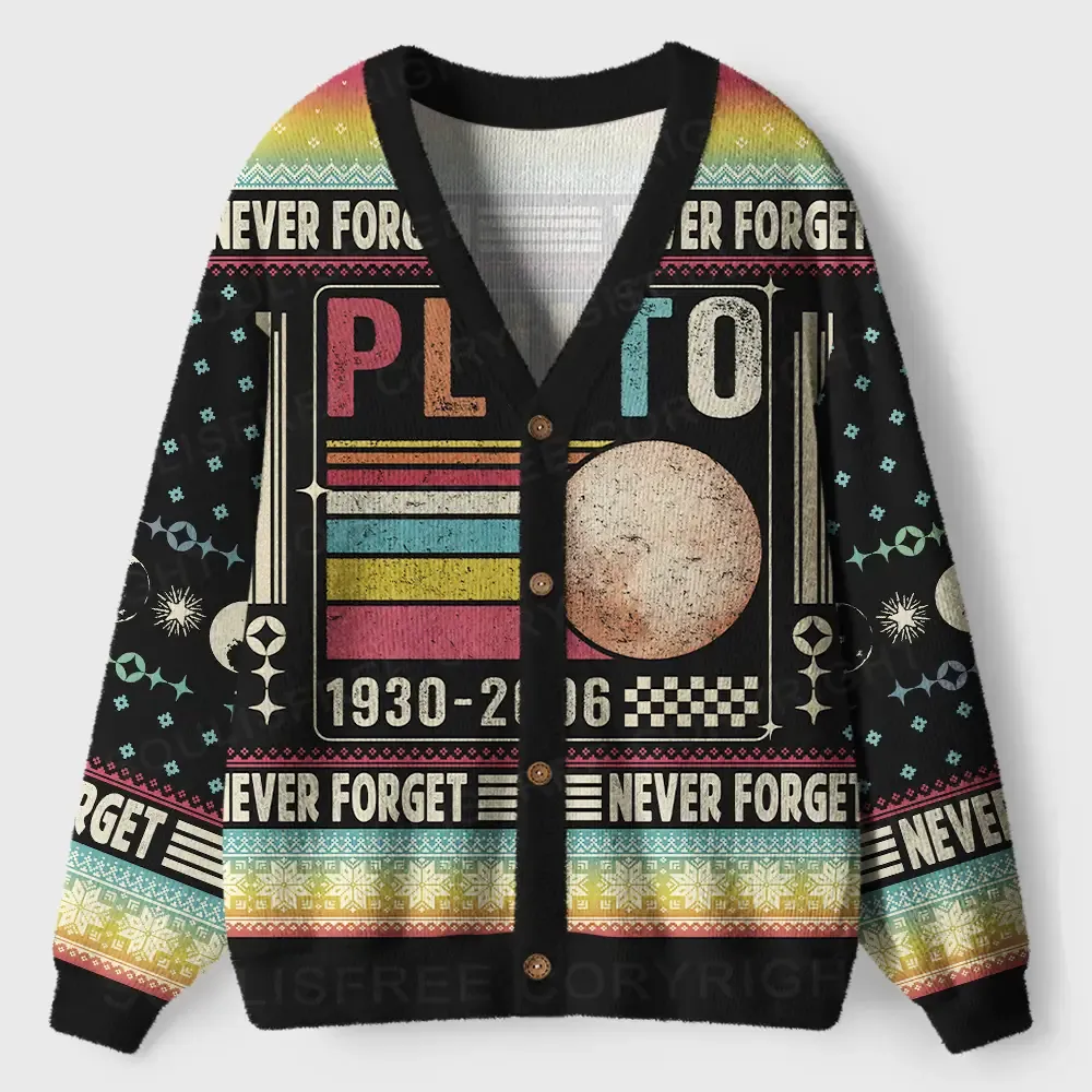 Never Forget Pluto Ugly Cardigan Sweaters
