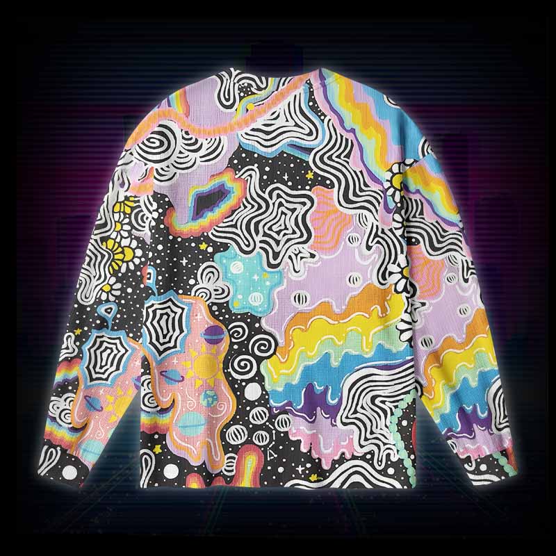 Soulisfree Psychedelic Vortex Collage Long Sleeve Cotton Tee