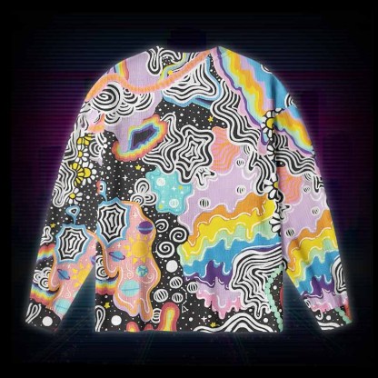 Soulisfree Psychedelic Vortex Collage Long Sleeve Cotton Tee