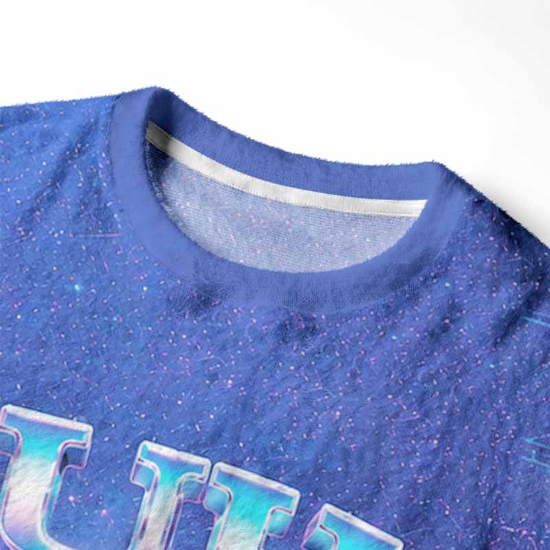 Soulisfree HUH Funny Cat Meme Fuzzy Crewneck Sweater