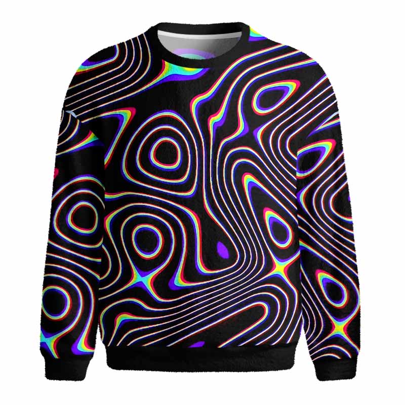 Soulisfree Psy Current – Liquid Energy Fuzzy Crewneck Sweater