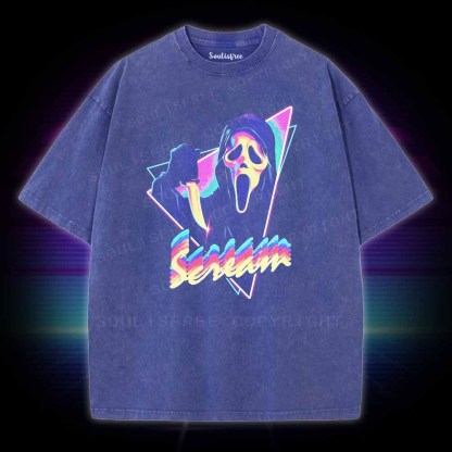 Soulisfree Scream Horror  meme Washed Tee
