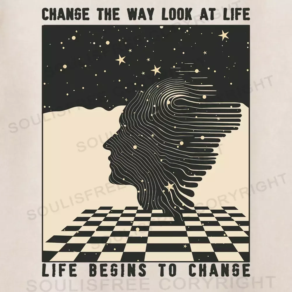 Change Your View, Change Your Life Washed Space T-shirt