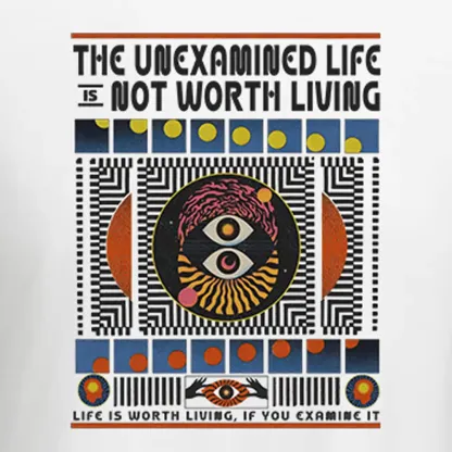 The Unexamined Life Not Worth Living Washed T-shirt Block Raglan Long Sleeve Crop Top