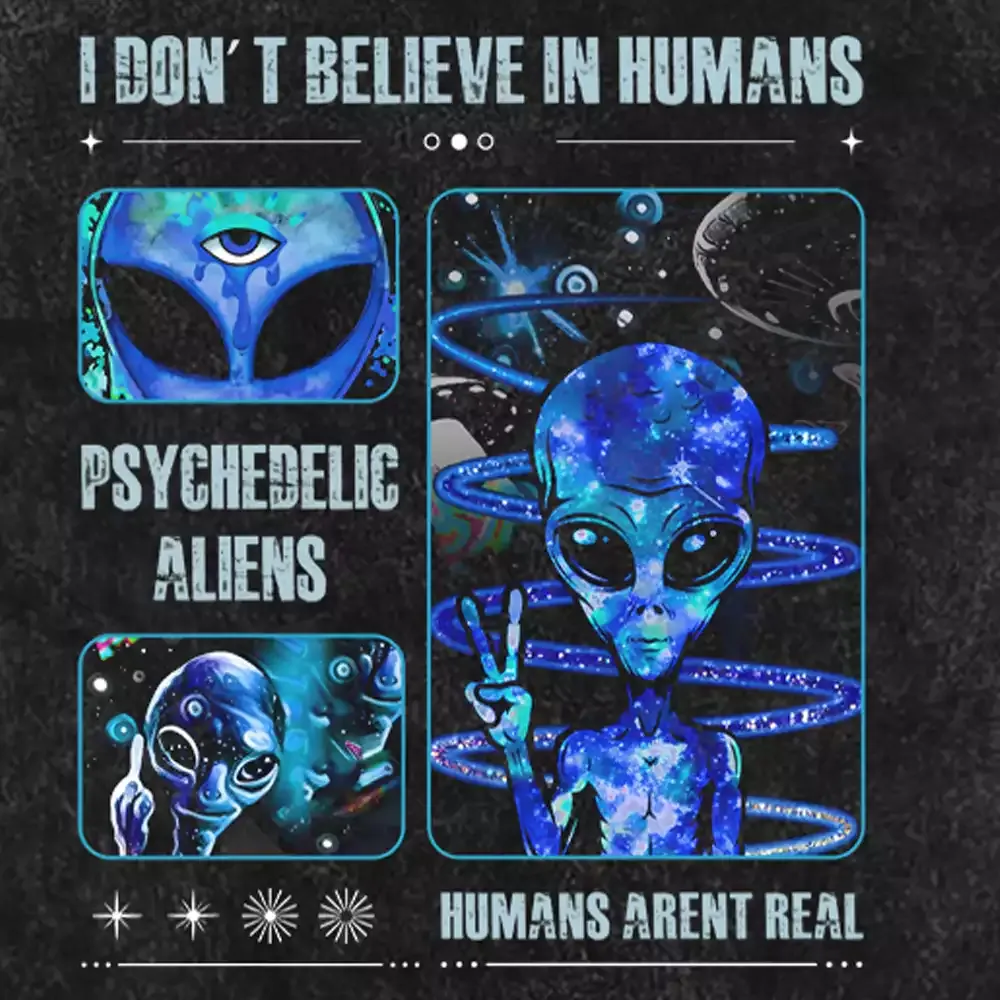 Psychedelic Alien Washed Alien T-shirt
