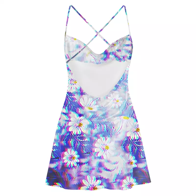 Soulisfree Aurora Flower  Cowl Neck Satin Mini Dress