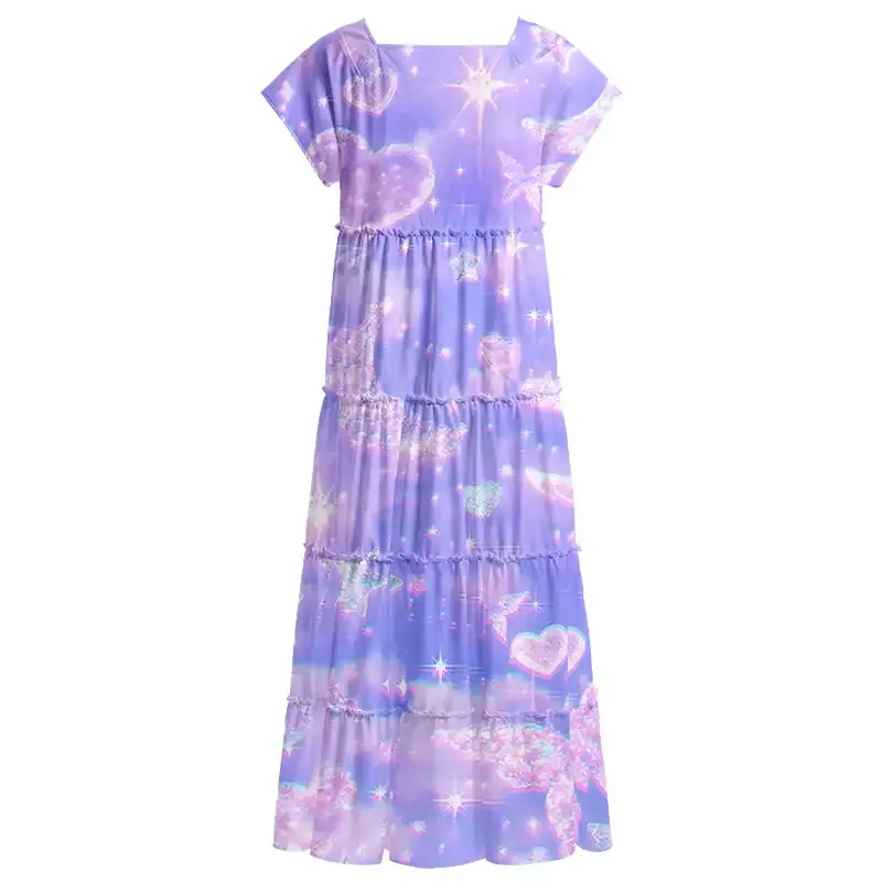 Soulisfree Cosmic Love  Square Neck Maxi Dress