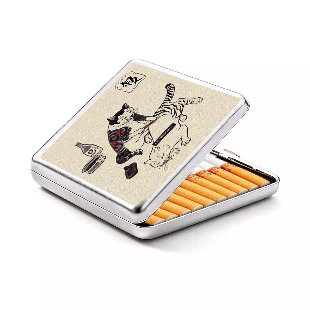 Soulisfree Cat Tattoo Metal Pocket Case