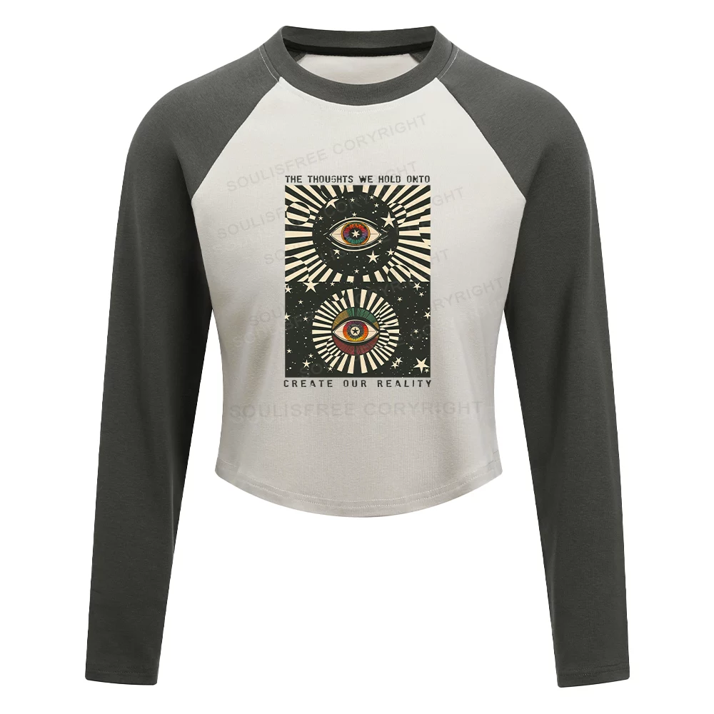 Create Our Reality Color Block Raglan Long Sleeve Crop Top