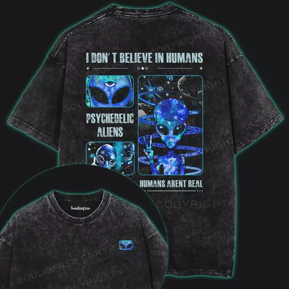 Psychedelic Alien Washed Alien T-shirt