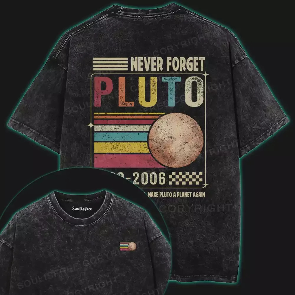 Never Forget Pluto Washed Space T-shirt