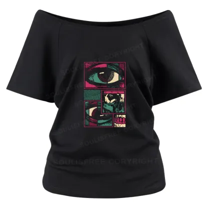 Facial Fragments Off Shoulder Top