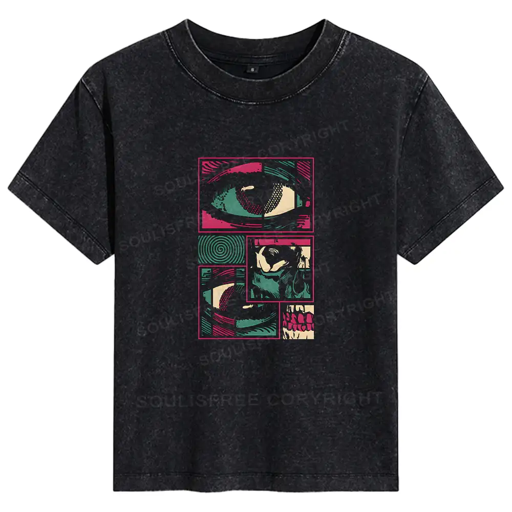 Facial Fragments Basic Washed T-shirt