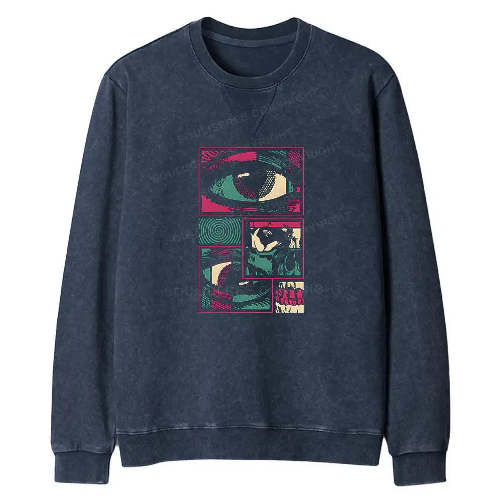 Facial Fragments Regular Fit Washed Sweatshirt