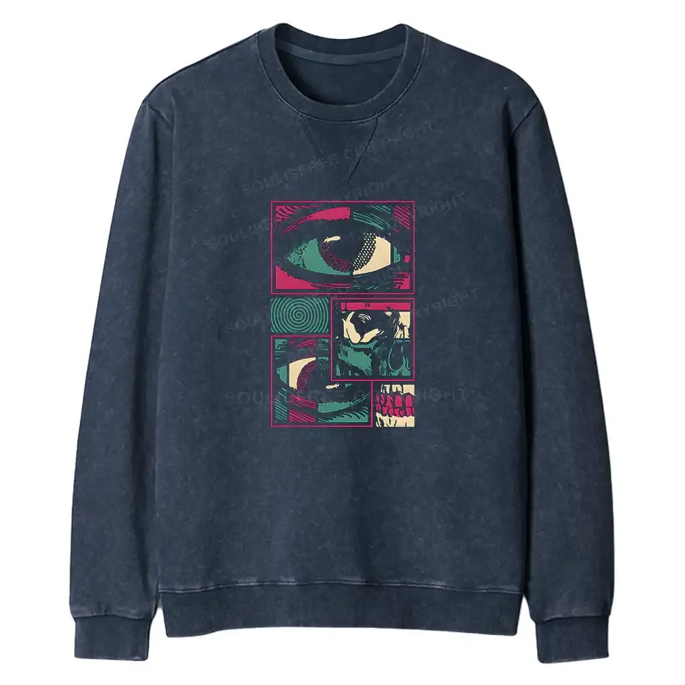 Facial Fragments Regular Fit Washed Sweatshirt