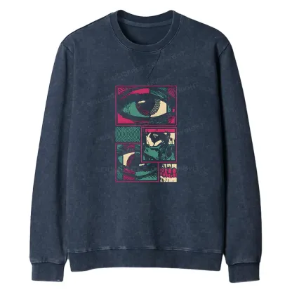 Facial Fragments Regular Fit Washed Sweatshirt