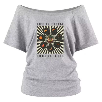 LIFE IS CHANGE, CHANGE LIFE Off Shoulder Top