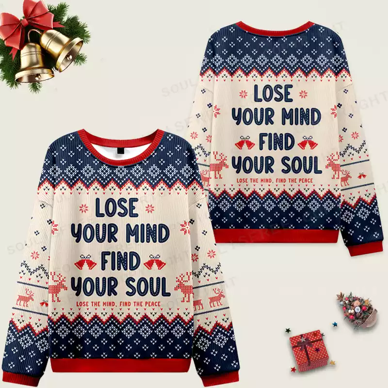 Lose Mind Ugly Christmas Knit Sweatshirt