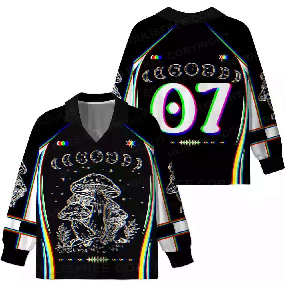 Mushroom and Moon Long Sleeve Polo Jersey