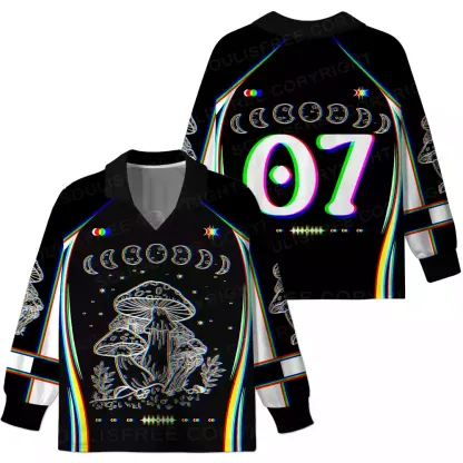 Mushroom and Moon Long Sleeve Polo Jersey