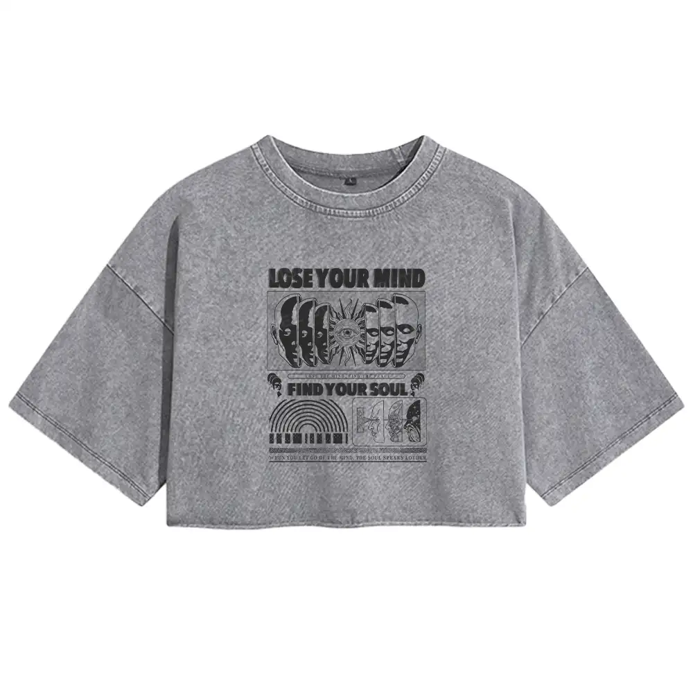 Lose Mind, Find Soul Washed Space T-shirt Washed Crop T-shirt