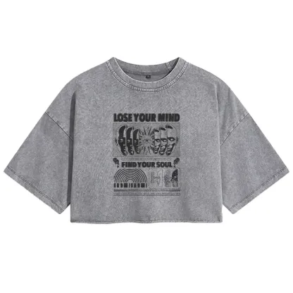 Lose Mind, Find Soul Washed Space T-shirt Washed Crop T-shirt