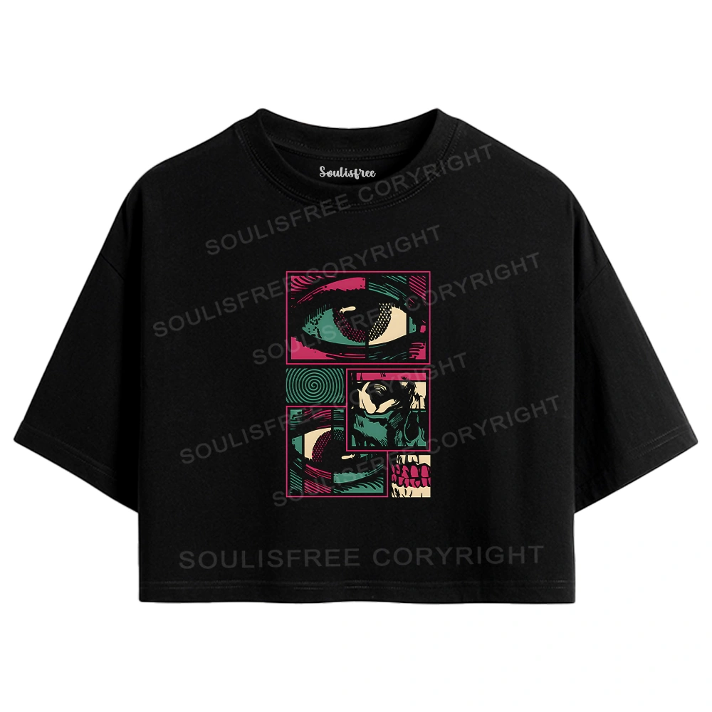 Facial Fragments Crop Top