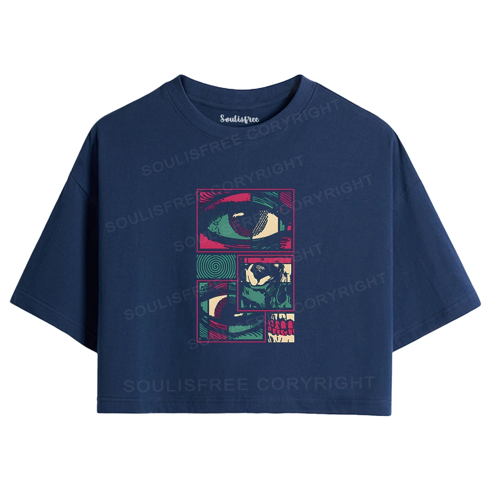 Facial Fragments Crop Top