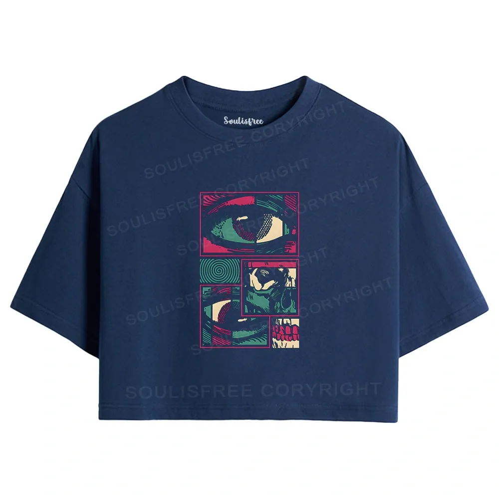 Facial Fragments Crop Top