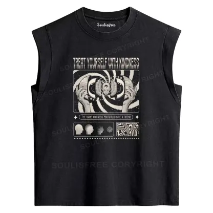 Treat Yourself With Kindness Washed Tank Tops