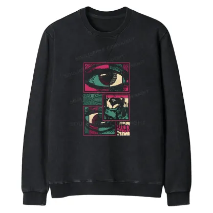 Facial Fragments Regular Fit Washed Sweatshirt