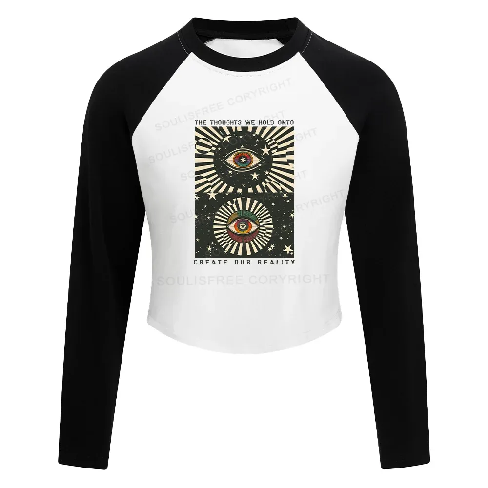 Create Our Reality Color Block Raglan Long Sleeve Crop Top