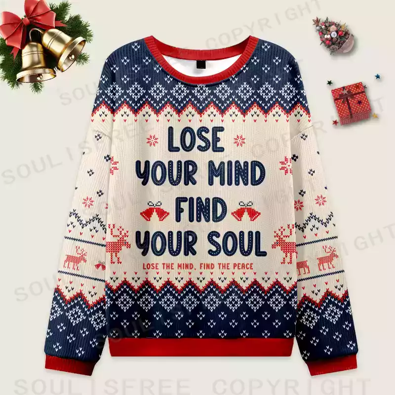 Lose Mind Ugly Christmas Knit Sweatshirt