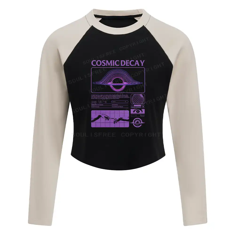 The Eternal Disappearance Color Block Raglan Long Sleeve Crop Top