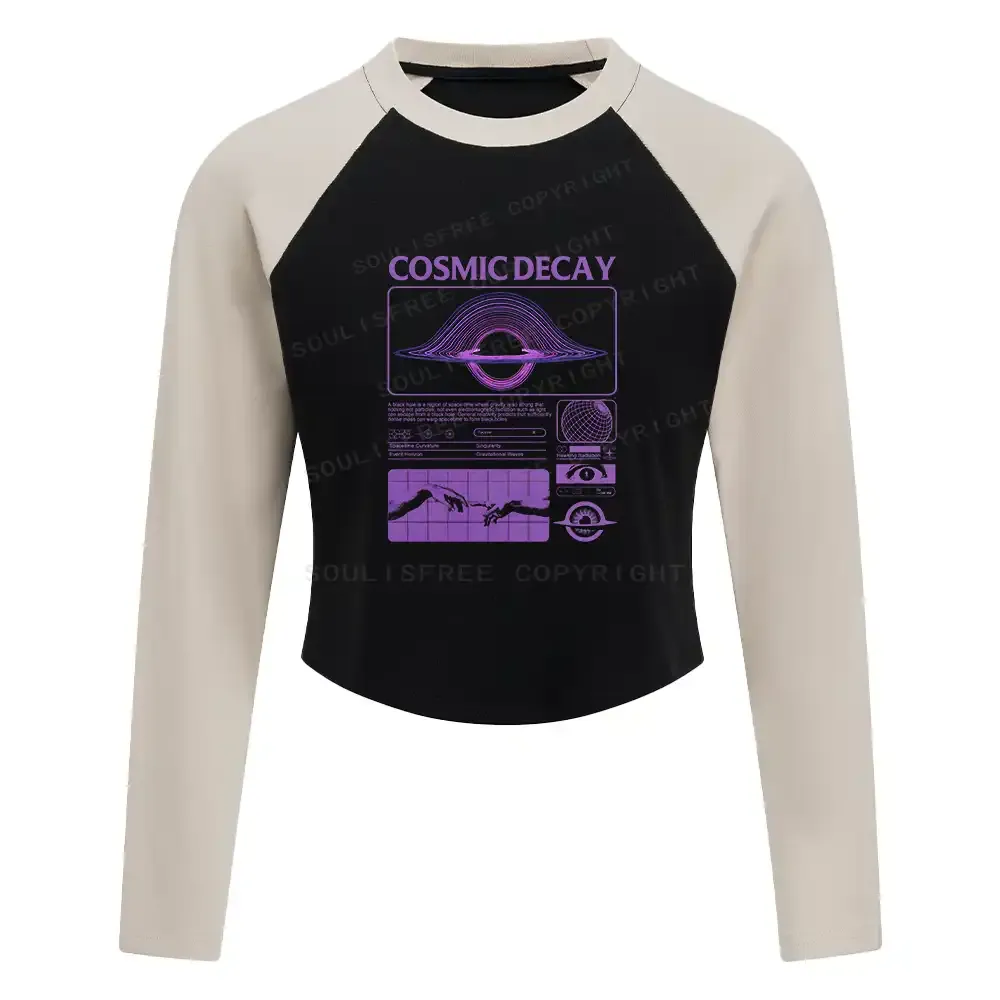Designed The Eternal Disappearance Color Block Raglan Long Sleeve Crop Top