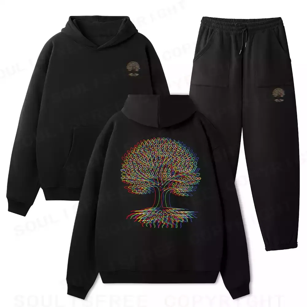 Designed Psychedelic Tree Of Life Fleece Hoodie Set