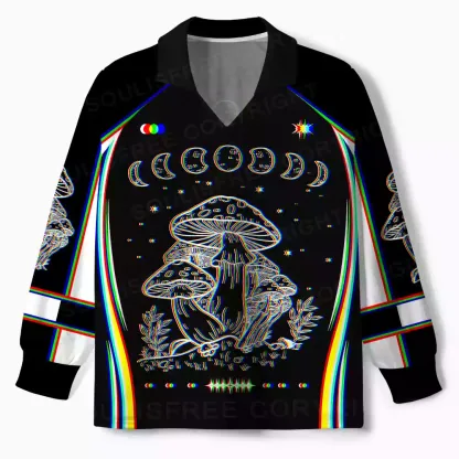Mushroom and Moon Long Sleeve Polo Jersey