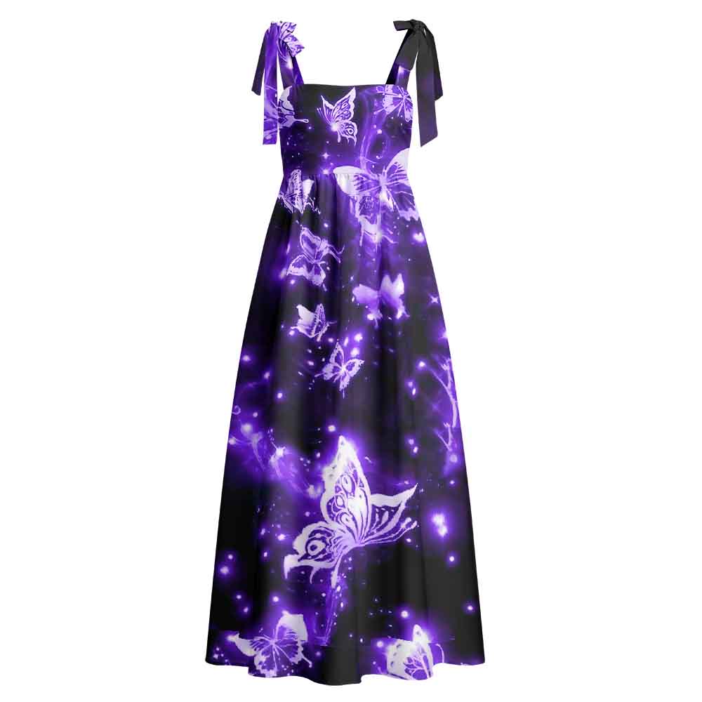 Soulisfree Neon Butterfly Maxi Dress – Bow Strap