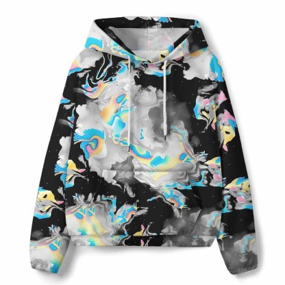 Soulisfree Cyber Iridescent Fluid All-Over Print Hoodie