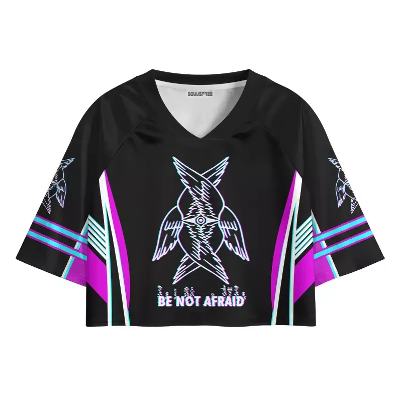 Designed Soulisfree BE NOT AFRAID — Divine Glitch Wings Cropped Jersey