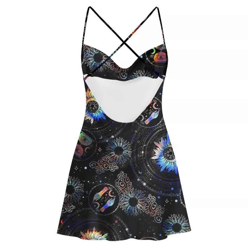 Soulisfree Galactic Whirl Satin Mini Dress