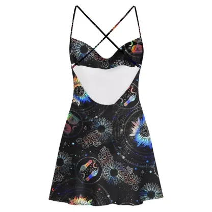 Soulisfree Galactic Whirl Satin Mini Dress