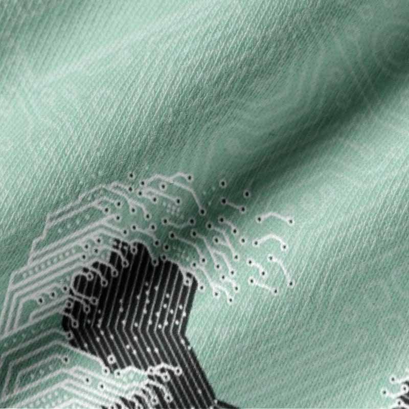 Soulisfree Circuit Board Waves Long Sleeve Cotton Tee