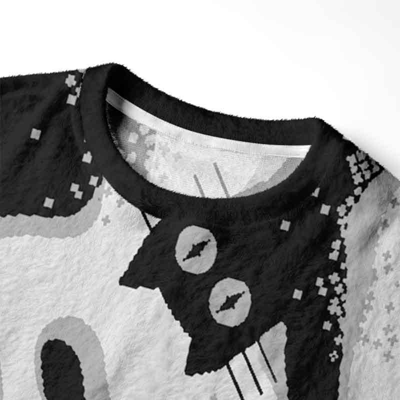 Soulisfree Cats In The Flow Fuzzy Crewneck Sweater