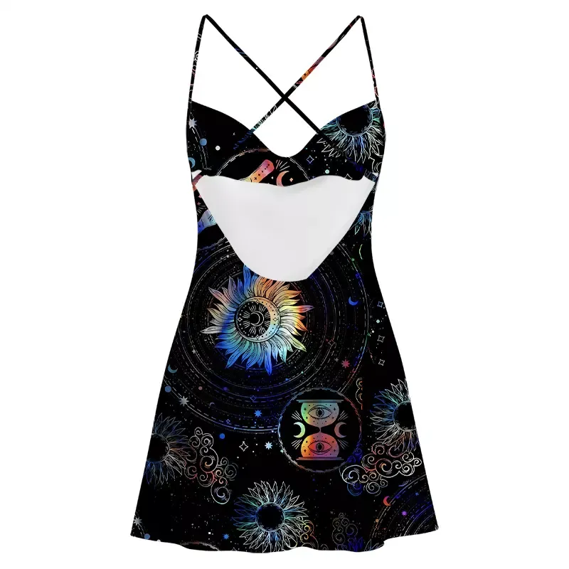 Soulisfree Galactic Whirl Satin Mini Dress
