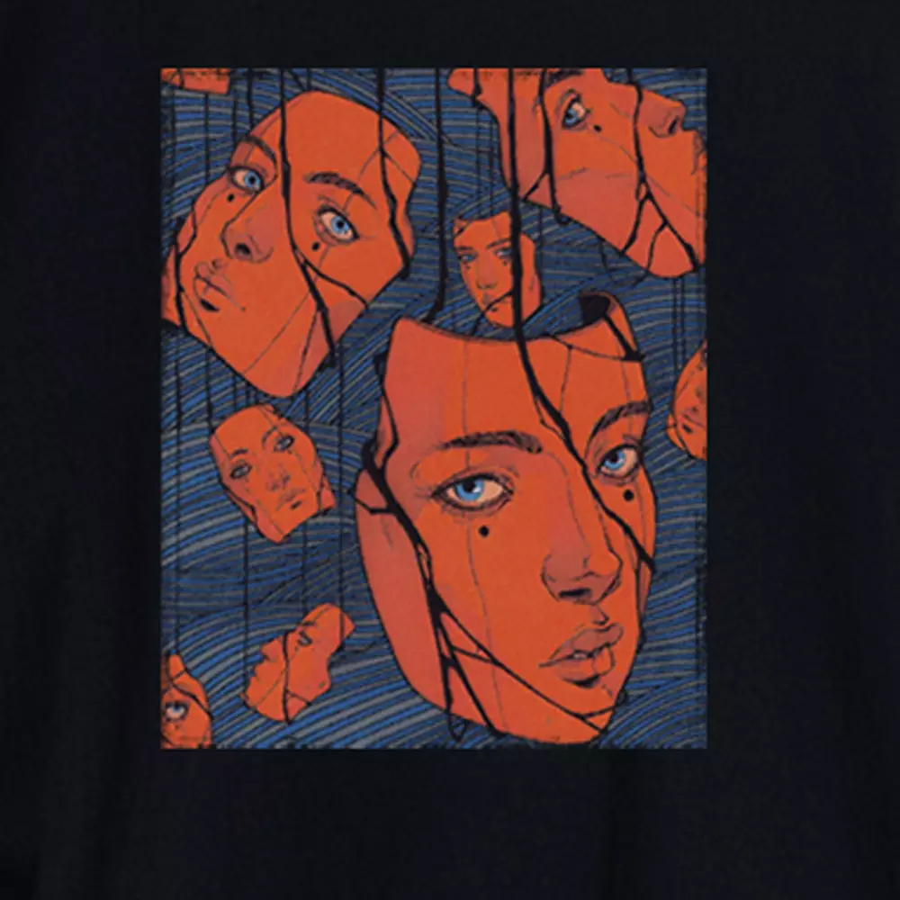 Cracked Perception Asymmetrical Top With Side Drawstring