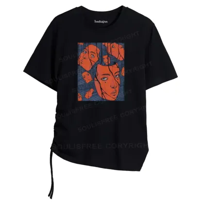 Cracked Perception Asymmetrical Top With Side Drawstring