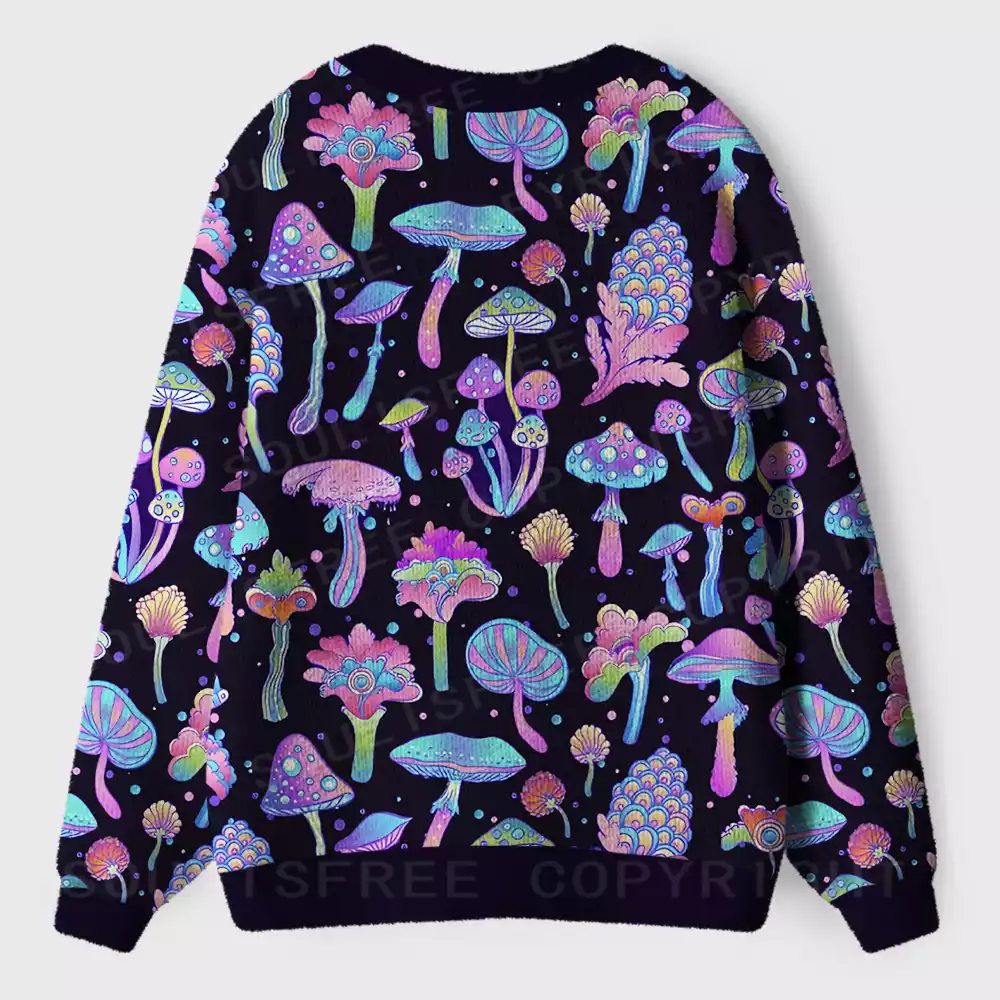 Mystic Mushroom Eye Totem Ugly Cardigan Sweaters