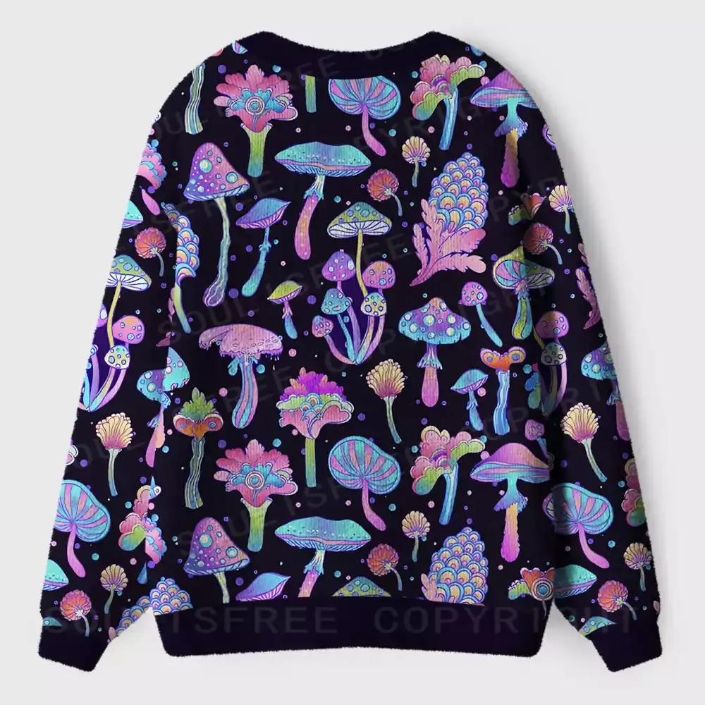 Mystic Mushroom Eye Totem Ugly Cardigan Sweaters